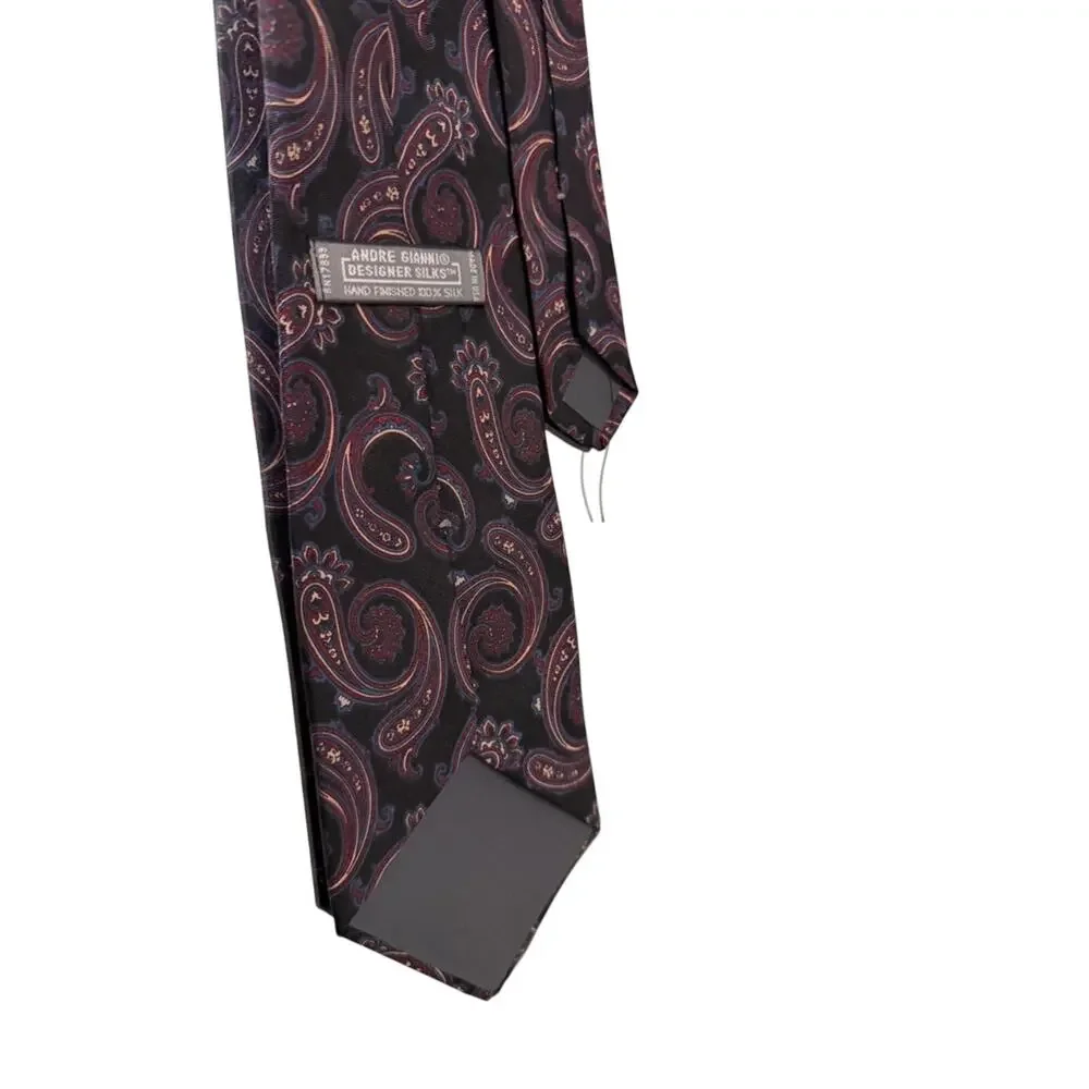 Andre Gianni Designer Silks Tie Rich Traditional Paisley Vtg